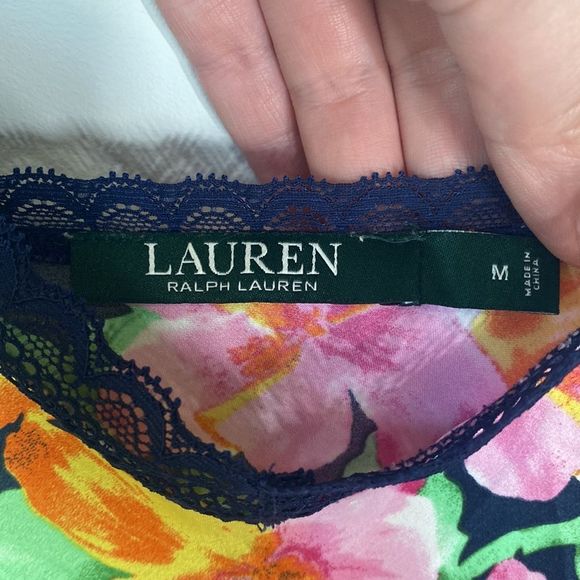 Ralph Lauren Satin Slip Floral Print Sz M - Picture 3 of 7